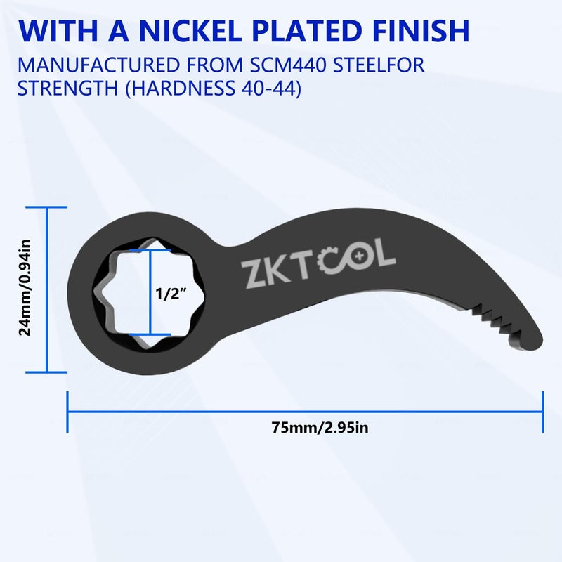 ZKTOOL Pry Bar Wrench Adaptor Head 1/2" D 8pt (Square) Profile,Crowbar Adapter Head Tools, Adjustable Angle Head Pry Bar Fits1/2 Ratchet, Pry Bar Wrench Adaptor Head for Tight Spaces - Image 5